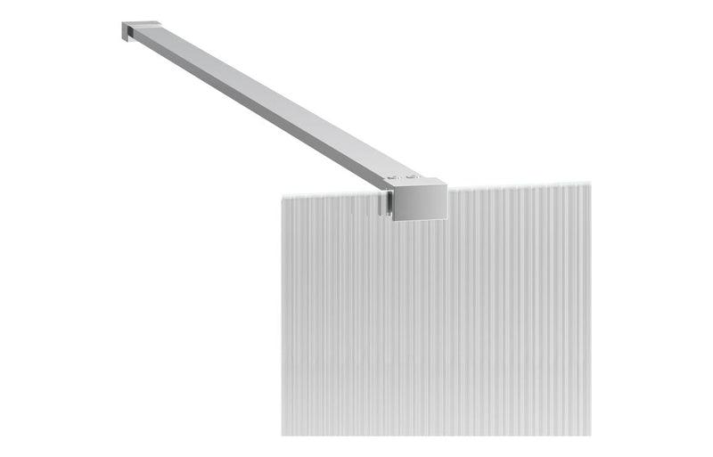 Diamond 1200mm Fluted Wetroom Panel & Support Bar - Chrome