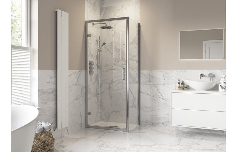 Diamond 900mm Hinged Door - Chrome
