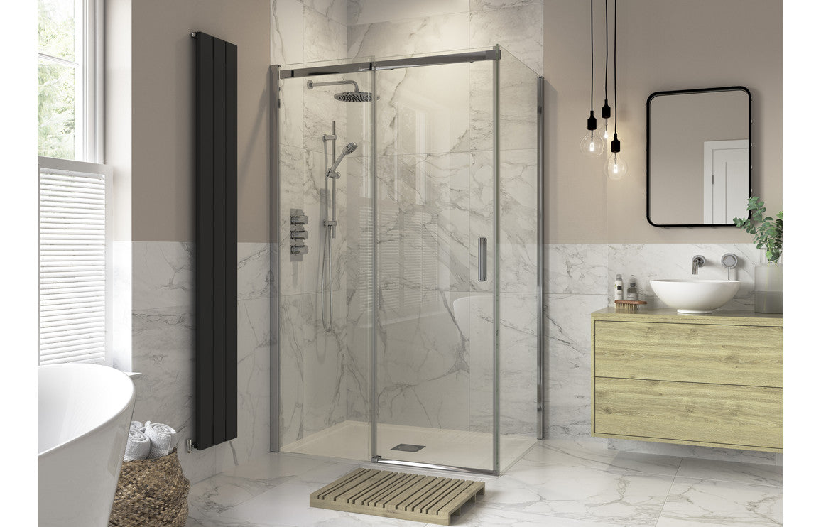 Diamond 1500mm Semi-Framed Sliding Door - Chrome