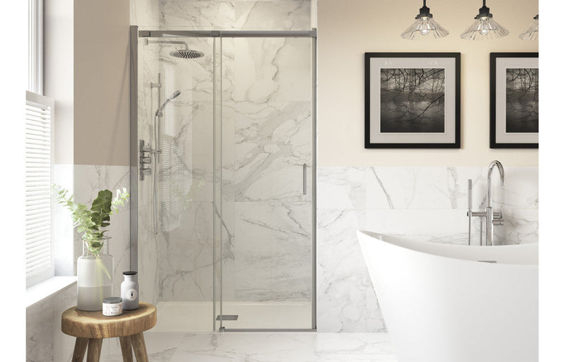 Diamond 1200mm Semi-Framed Sliding Door - Chrome