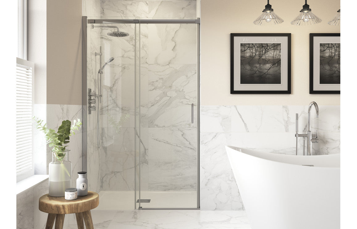 Diamond 1500mm Semi-Framed Sliding Door - Chrome
