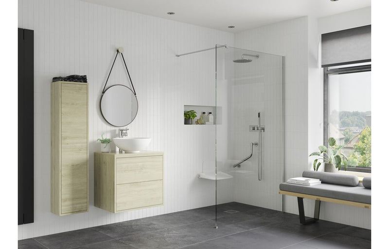 Diamond 760mm Wetroom Panel & Floor-to-Ceiling Pole - Chrome