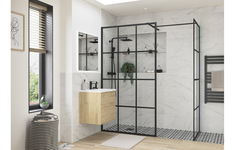 Diamond 1200mm Framed Wetroom Panel - Black