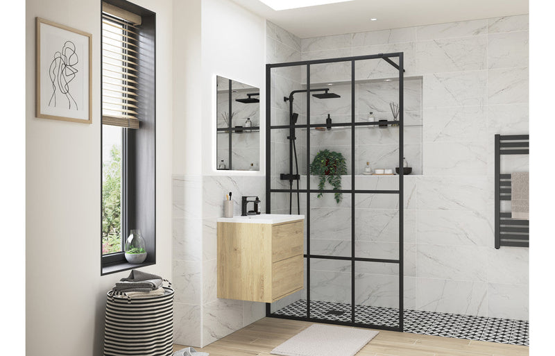 Diamond 1000mm Framed Wetroom Panel - Black