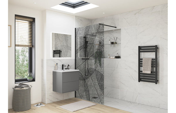 Diamond 1200mm Leaf Design Wetroom Panel - Black