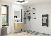 Diamond 1400mm Wetroom Panel & Support Bar - Black