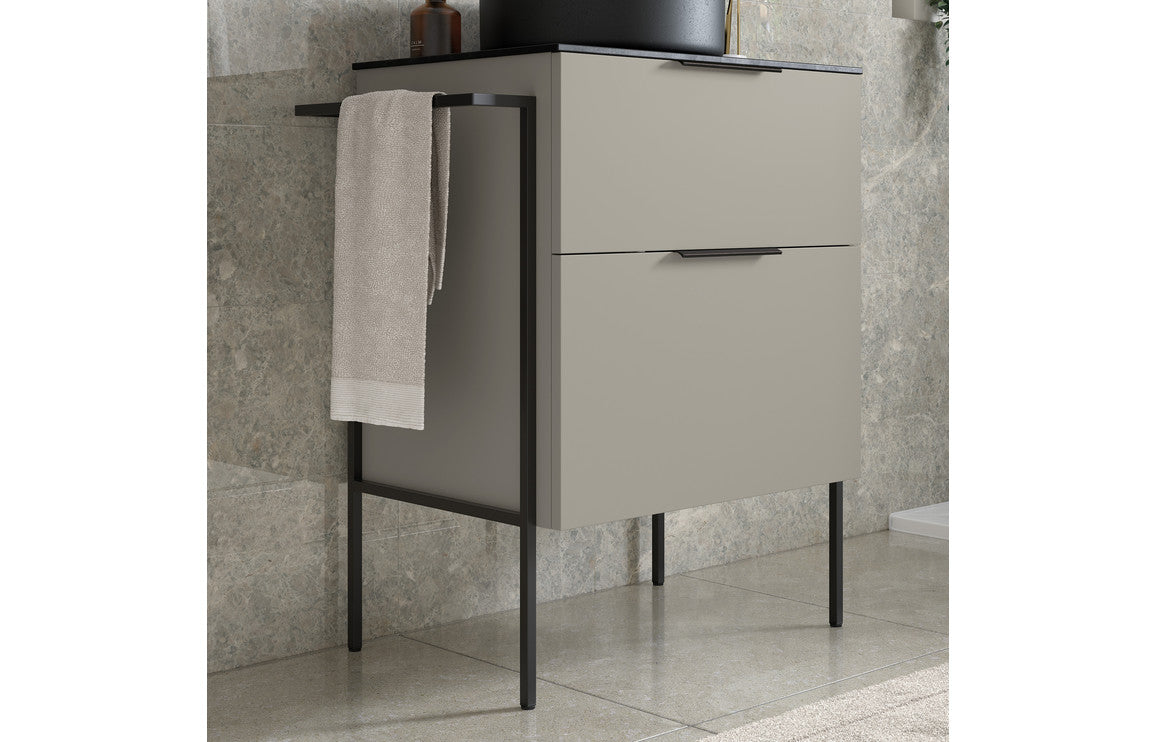 Serenita 615mm Floor Standing 2 Door Basin Unit & Basin - Matt Latte