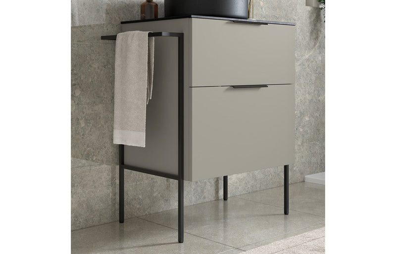Serenita 590mm Wall Hung 2 Drawer Basin Unit (No Top) - Matt Latte