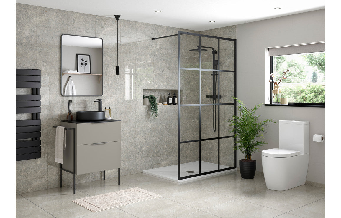 Serenita 815mm Wall Hung 2 Drawer Basin Unit & Basin - Matt Latte