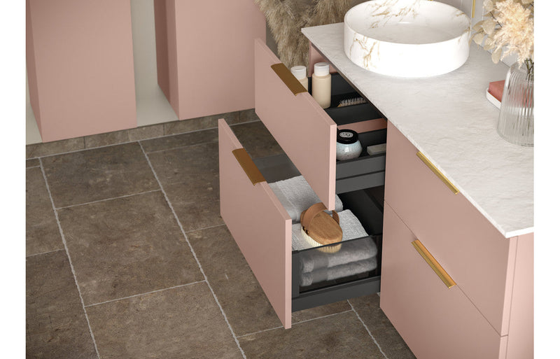 Serenita 615mm Floor Standing 2 Door Basin Unit & Basin - Matt Antique Rose
