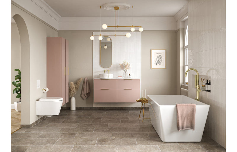 Serenita 615mm Floor Standing 2 Door Basin Unit & Basin - Matt Antique Rose