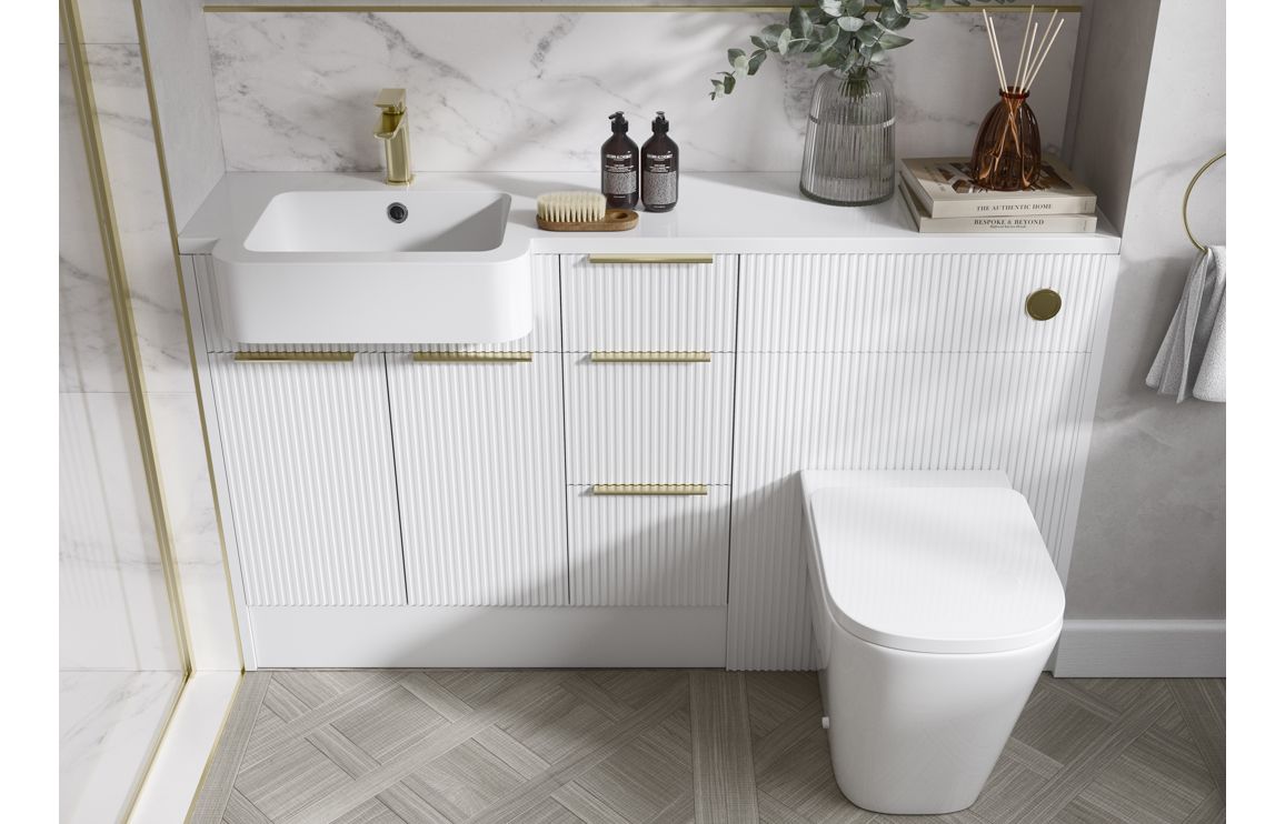 Solace 1542mm Basin WC & 1 Door Unit Pack (LH) - Matt White