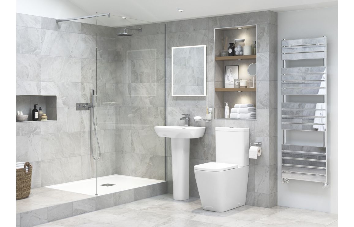 Emilia Rimless Close Coupled Fully Shrouded Comfort Height WC & Soft Close Seat