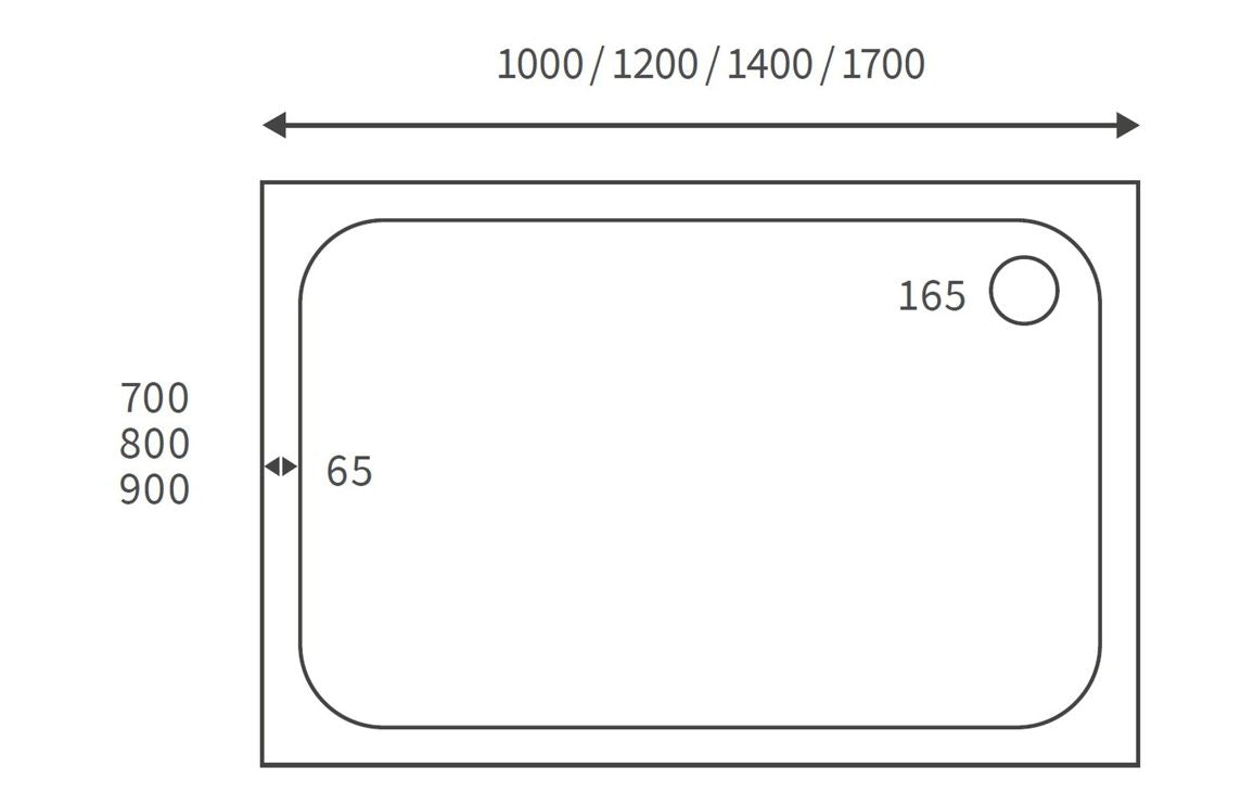 25mm Anti-Slip Ultra-Slim 1700x900mm Rectangular Tray & Waste