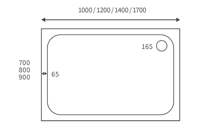 25mm Anti-Slip Ultra-Slim 1700x900mm Rectangular Tray & Waste