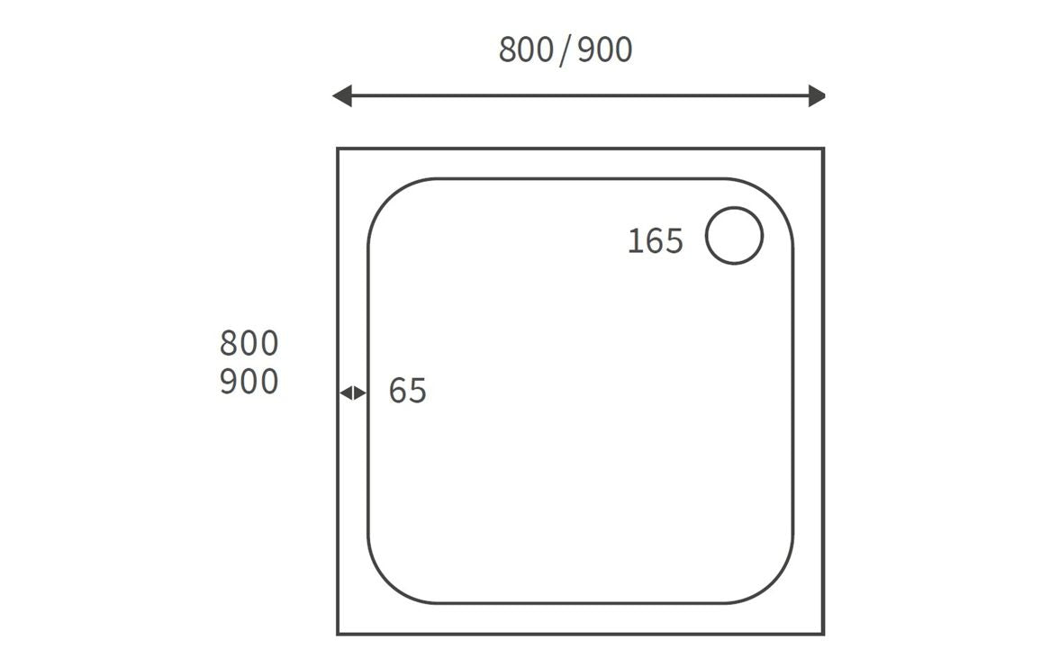 25mm Anti-Slip Ultra-Slim 800mm Square Tray & Waste