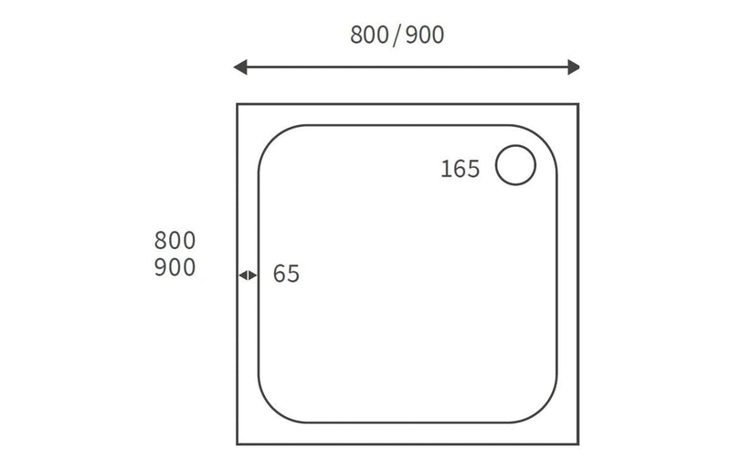25mm Anti-Slip Ultra-Slim 800mm Square Tray & Waste
