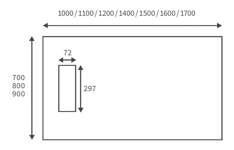 25mm Linear 1500x800mm Slim Rectangular Tray & Waste