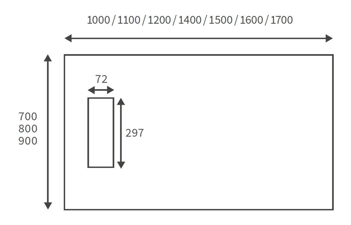 25mm Linear 1700x800mm Slim Rectangular Tray & Waste