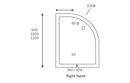 45mm Low Profile 900x760mm Offset Quadrant Tray & Waste (RH)