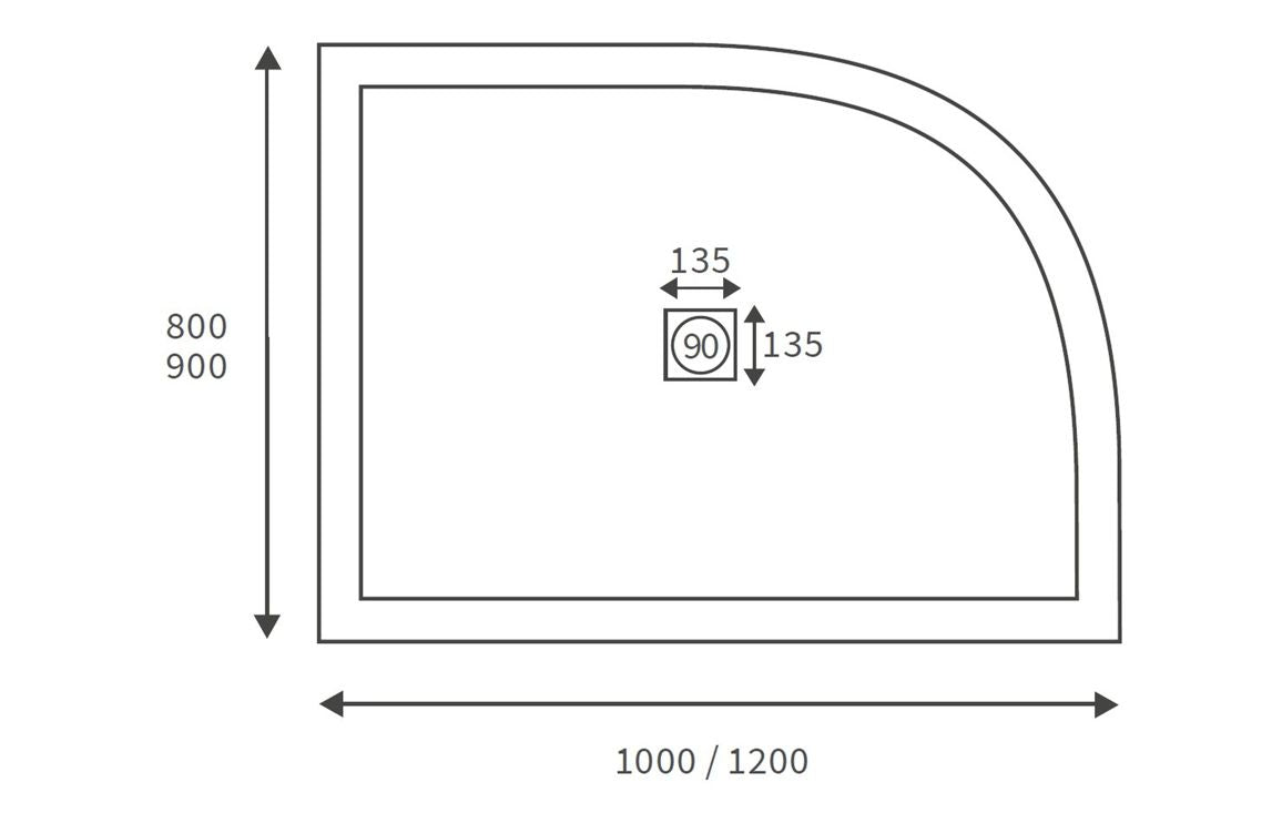 25mm Ultra-Slim 1200mm x 900mm Offset Quadrant Tray & Waste (RH)