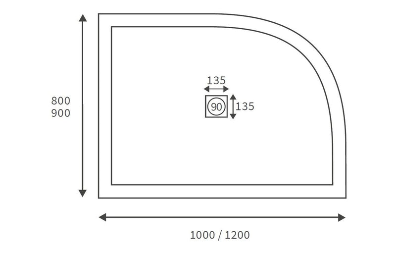 25mm Ultra-Slim 1200mm x 900mm Offset Quadrant Tray & Waste (RH)