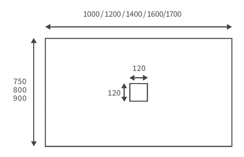 25mm 1200x900mm Slate Effect Ultra-Slim Rectangular Tray & Waste