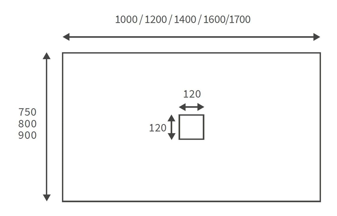 25mm 1400x800mm Slate Effect Ultra-Slim Rectangular Tray & Waste