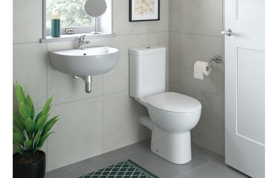 Roma 450x400mm 1TH Cloakroom Basin & Black Bottle Trap