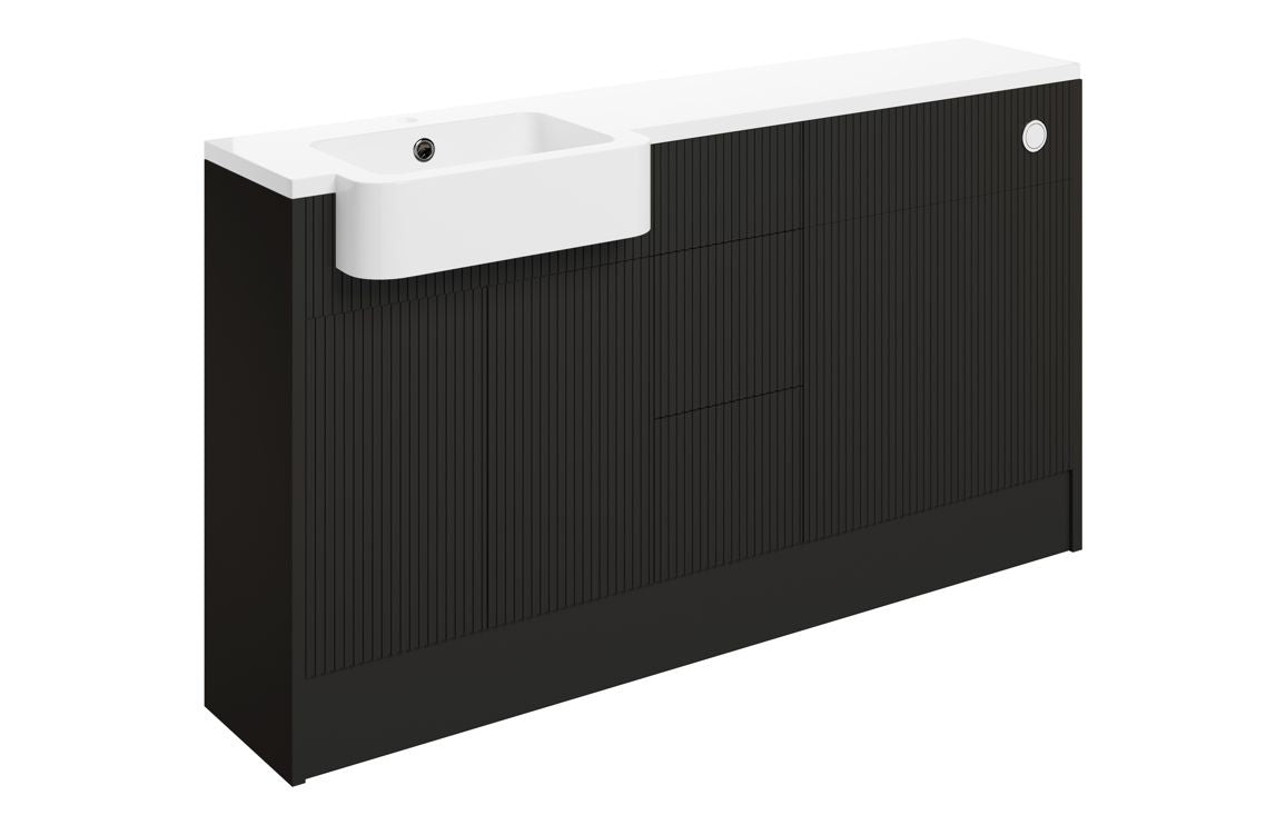Solace 1542mm Basin WC & 3 Drawer Unit Pack (LH) - Matt Graphite Grey