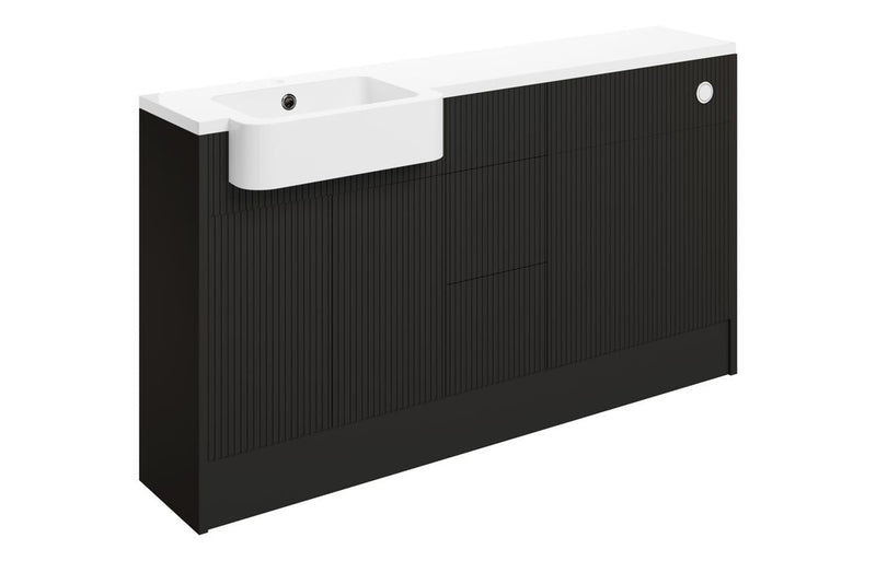 Solace 1542mm Basin WC & 3 Drawer Unit Pack (RH) - Matt Graphite Grey