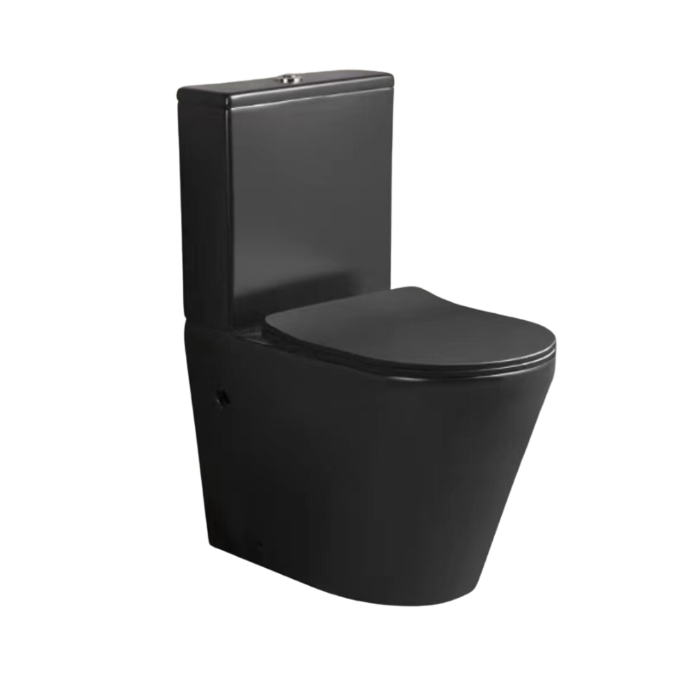 Matte Black D-Shape Closed Back Close Coupled Rimless Toilet