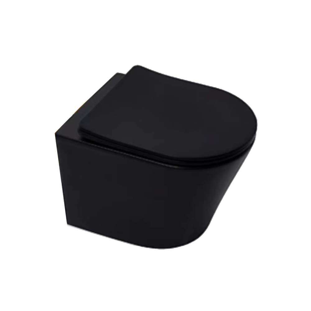 Matte Black D-Shape Closed Back Rimless Wall Hung Pan
