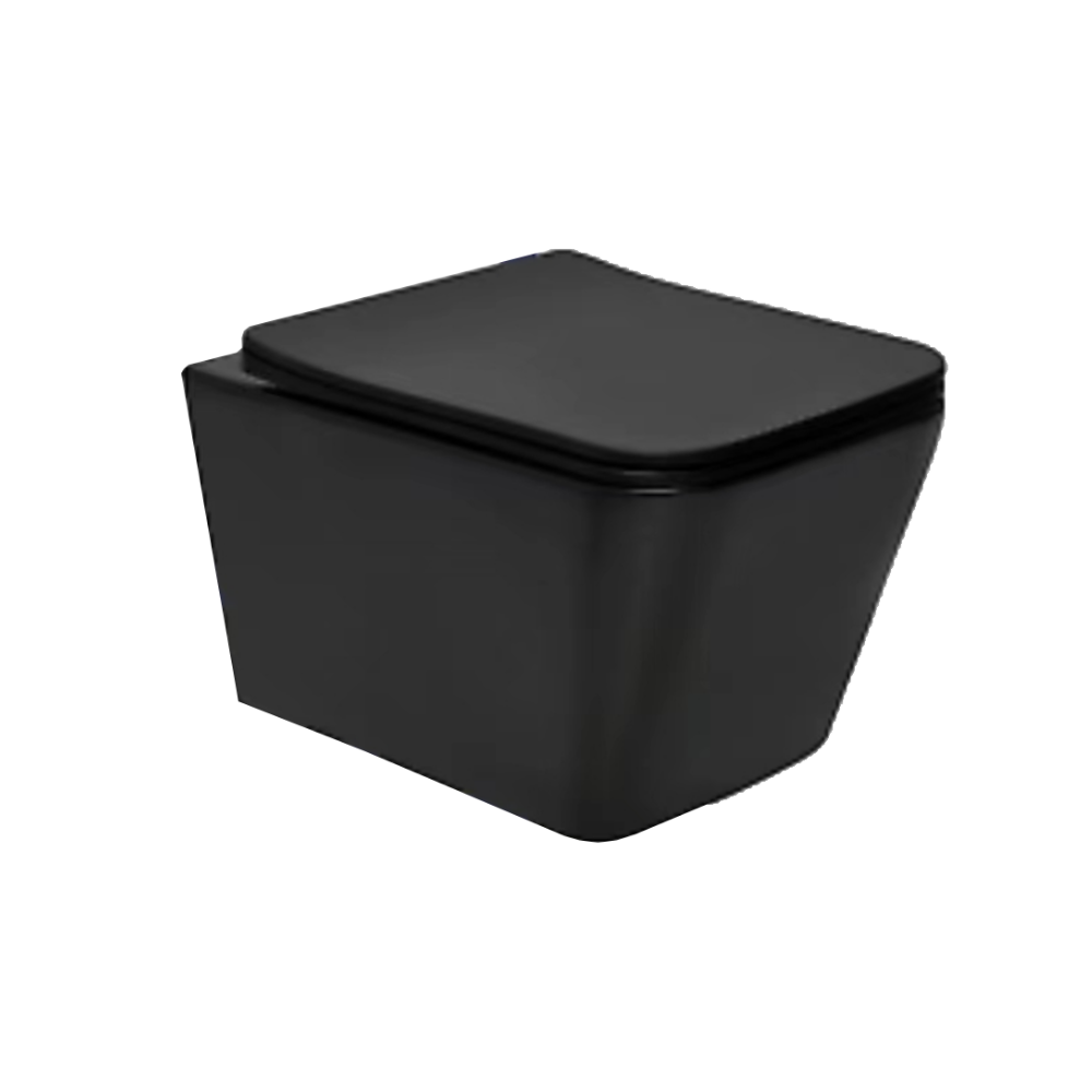 Matte Black Square Closed Back Rimless Wall Hung Pan