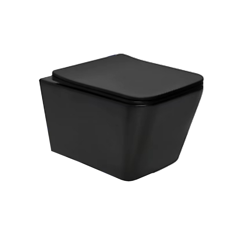 Matte Black Square Closed Back Rimless Wall Hung Pan