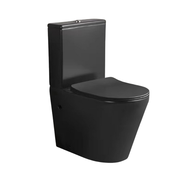Matte Black D-Shape Closed Back Close Coupled Rimless Toilet