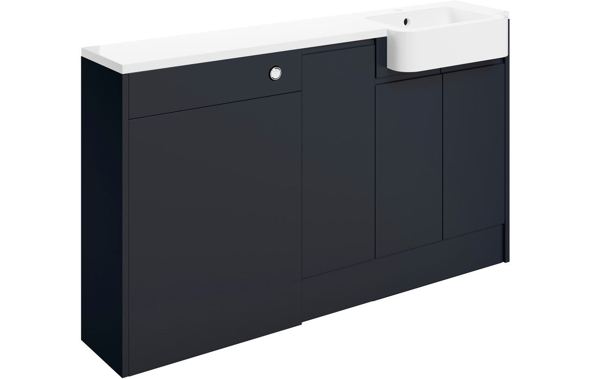 Trysta 1542mm Basin WC & 1 Door Unit Pack (LH) - Matt Indigo Blue
