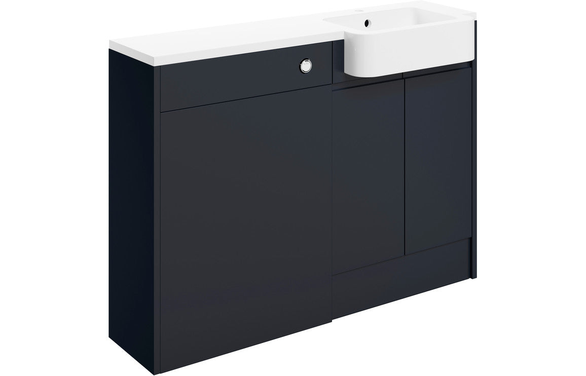Trysta 1242mm Basin & WC Unit Pack (RH) - Matt Indigo Blue
