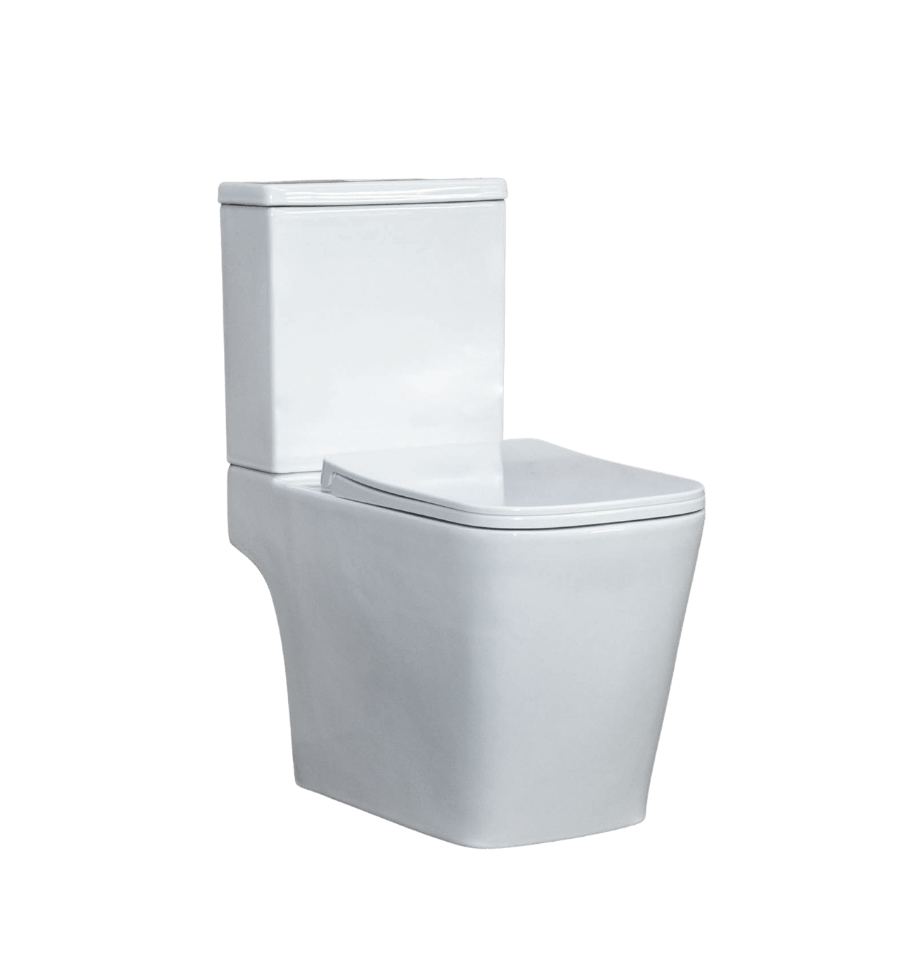 Square Ceramic Close Coupled Toilet Open Back Rimless Flush
