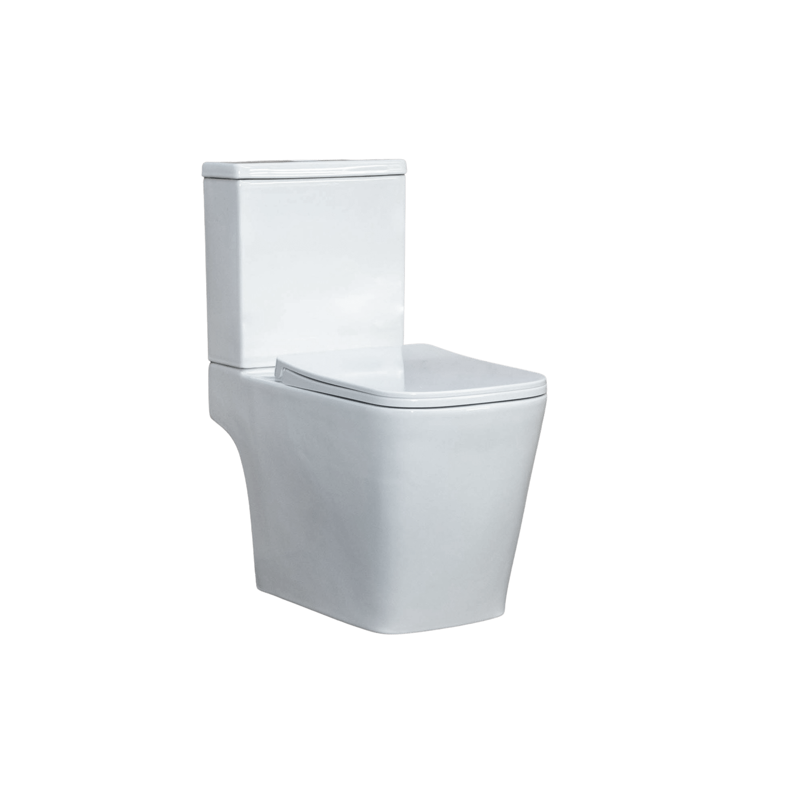 Square Ceramic Close Coupled Toilet Open Back Rimless Flush