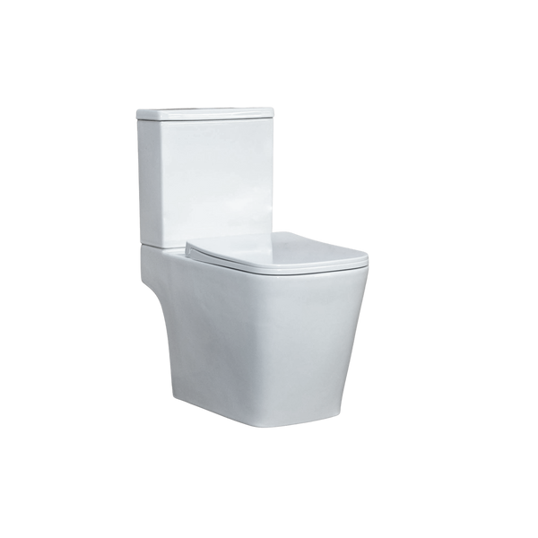 Square Ceramic Close Coupled Toilet Open Back Rimless Flush