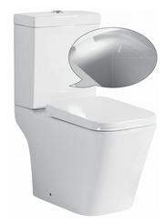 Square Close Coupled Toilet Rimless Flush