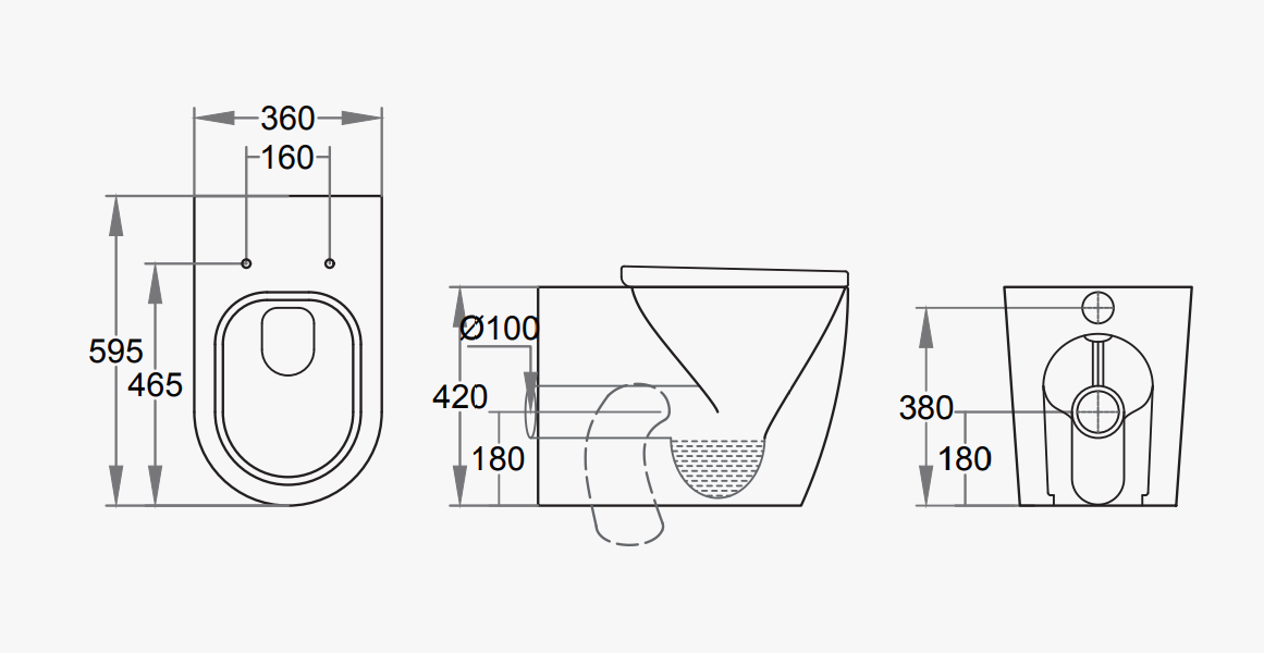 Round Back to Wall Pan Rimless Flush