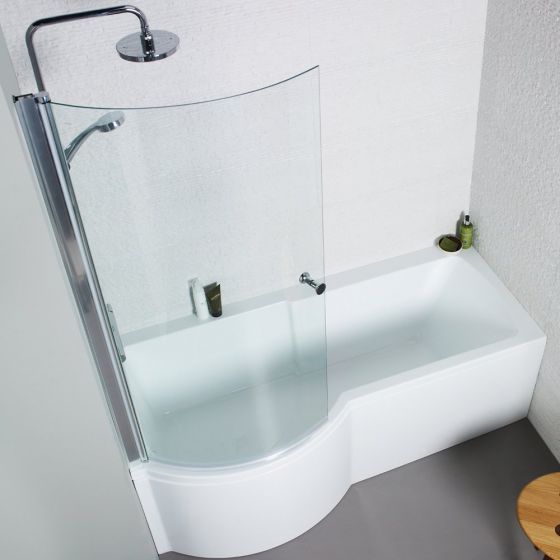 1700 x 850 P Shaped Shower Bath Bundle