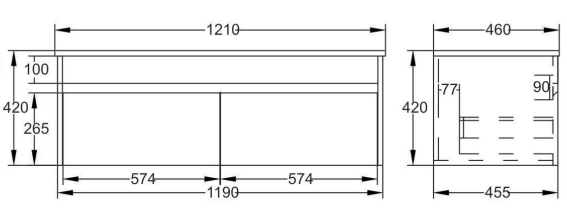 Monza 1200mm Wall Hung Waterproof PVC Vanity Unit and Basin Two Drawer