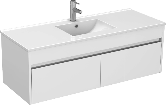 Monza 1200mm Wall Hung Waterproof PVC Vanity Unit and Basin Two Drawer