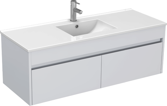 Monza 1200mm Wall Hung Waterproof PVC Vanity Unit and Basin Two Drawer