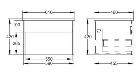 Monza 600mm Wall Hung Waterproof PVC Vanity Unit and Basin One Drawer