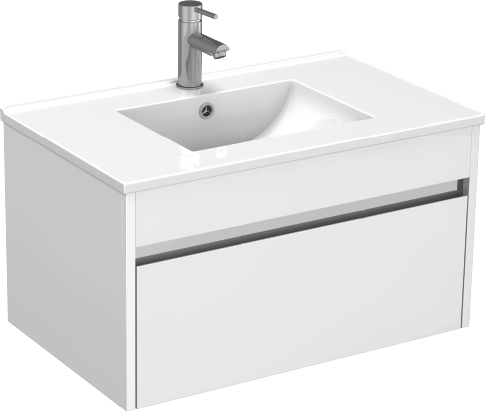 Monza 750mm Wall Hung Waterproof PVC Vanity Unit and Basin One Drawer