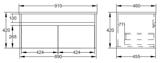 Monza 900mm Wall Hung Waterproof PVC Vanity Unit and Basin One Drawer